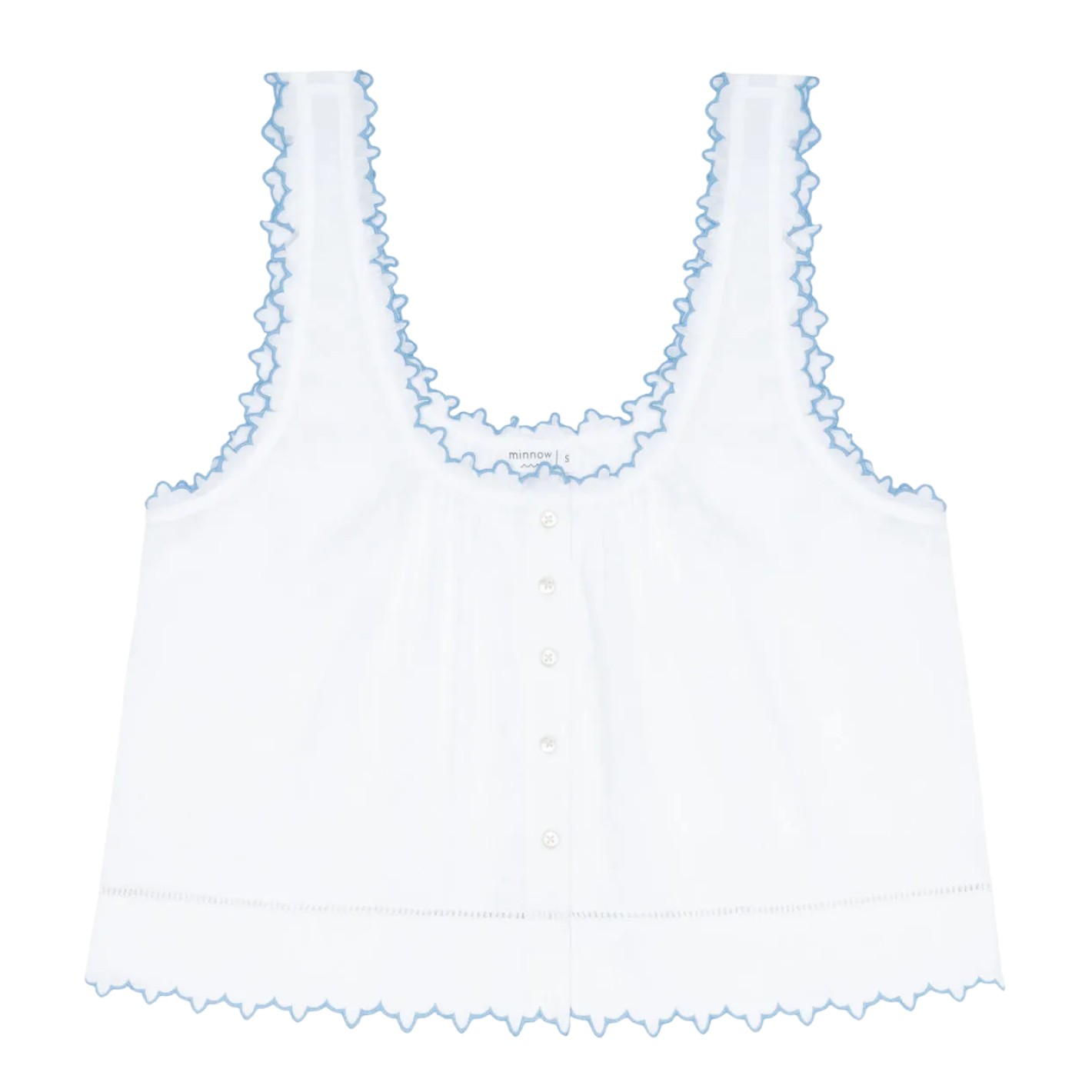 women's white scalloped button up tank – minnow