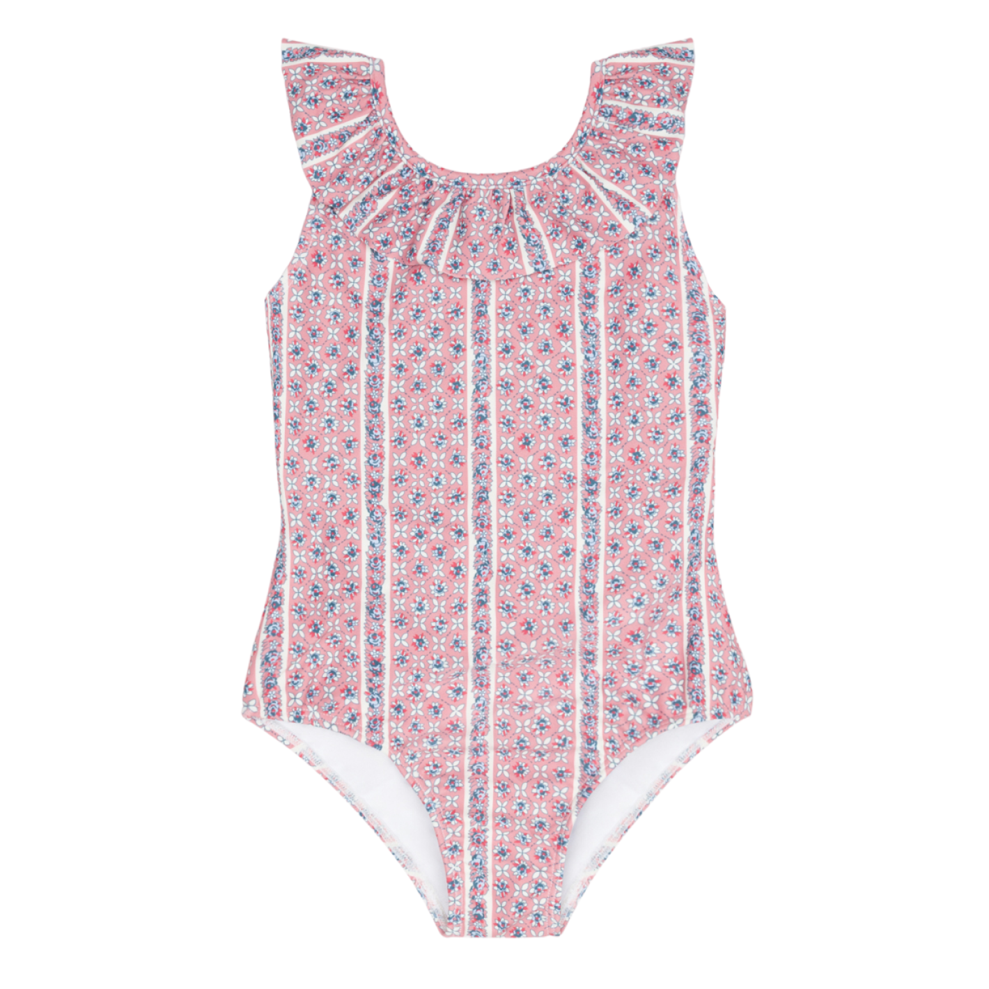 girls rosa vine ruffle collar one piece – minnow