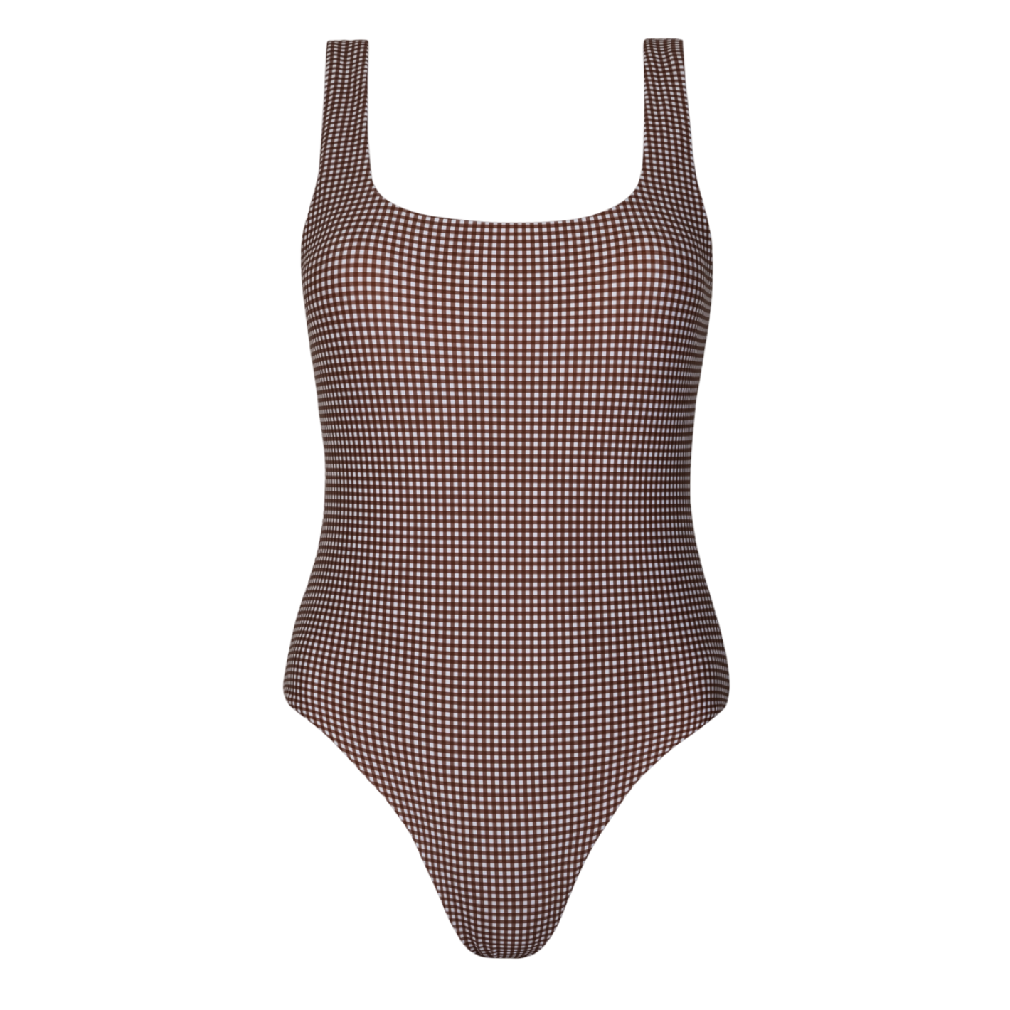 women's cocoa gingham square neck one piece – minnow