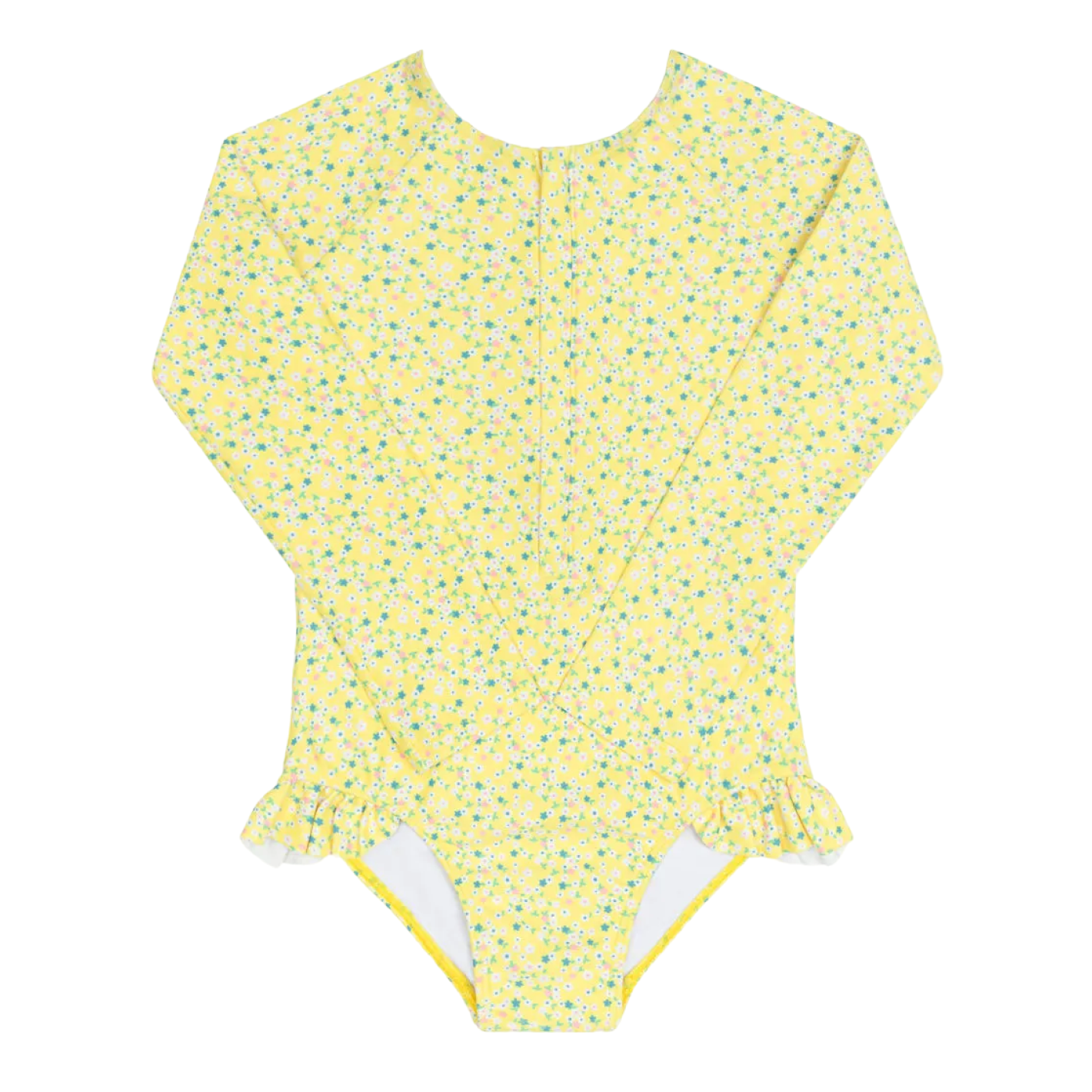 girls petite fleur front zip rashguard one piece – minnow