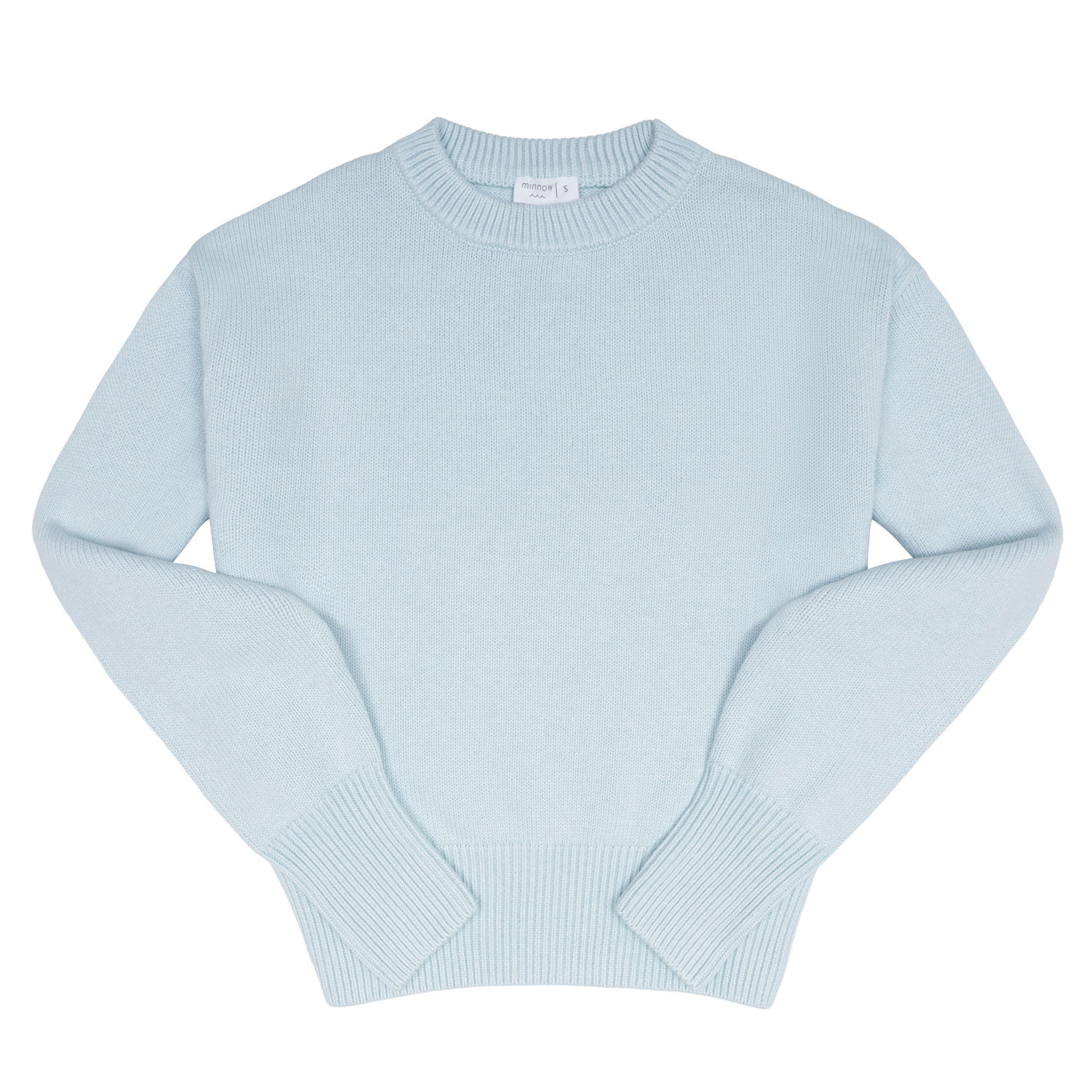 Lumignon ルミニョンツイードニットトップスライトブルー women's light blue cropped knit sweater – minnow