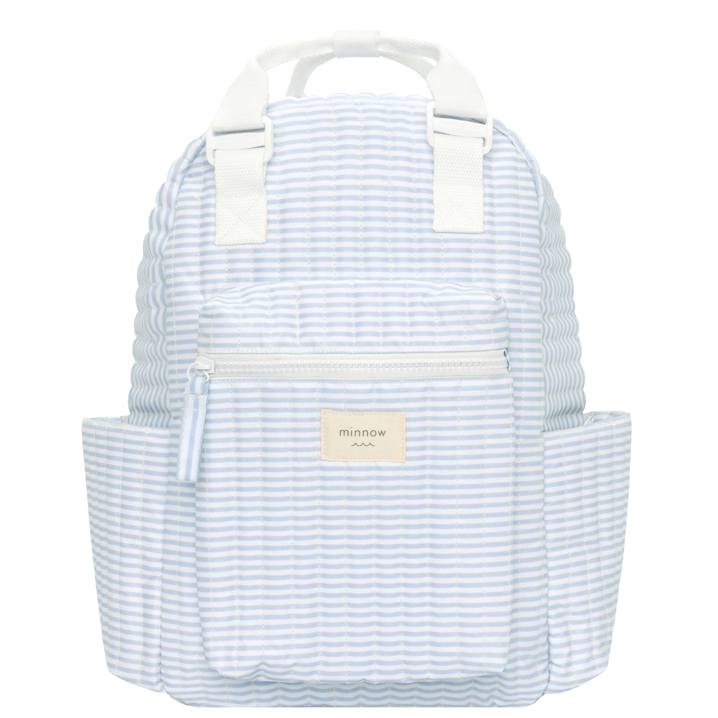 blue white pinstripe mini backpack powder blue stripe coated everyday backpack – minnow
