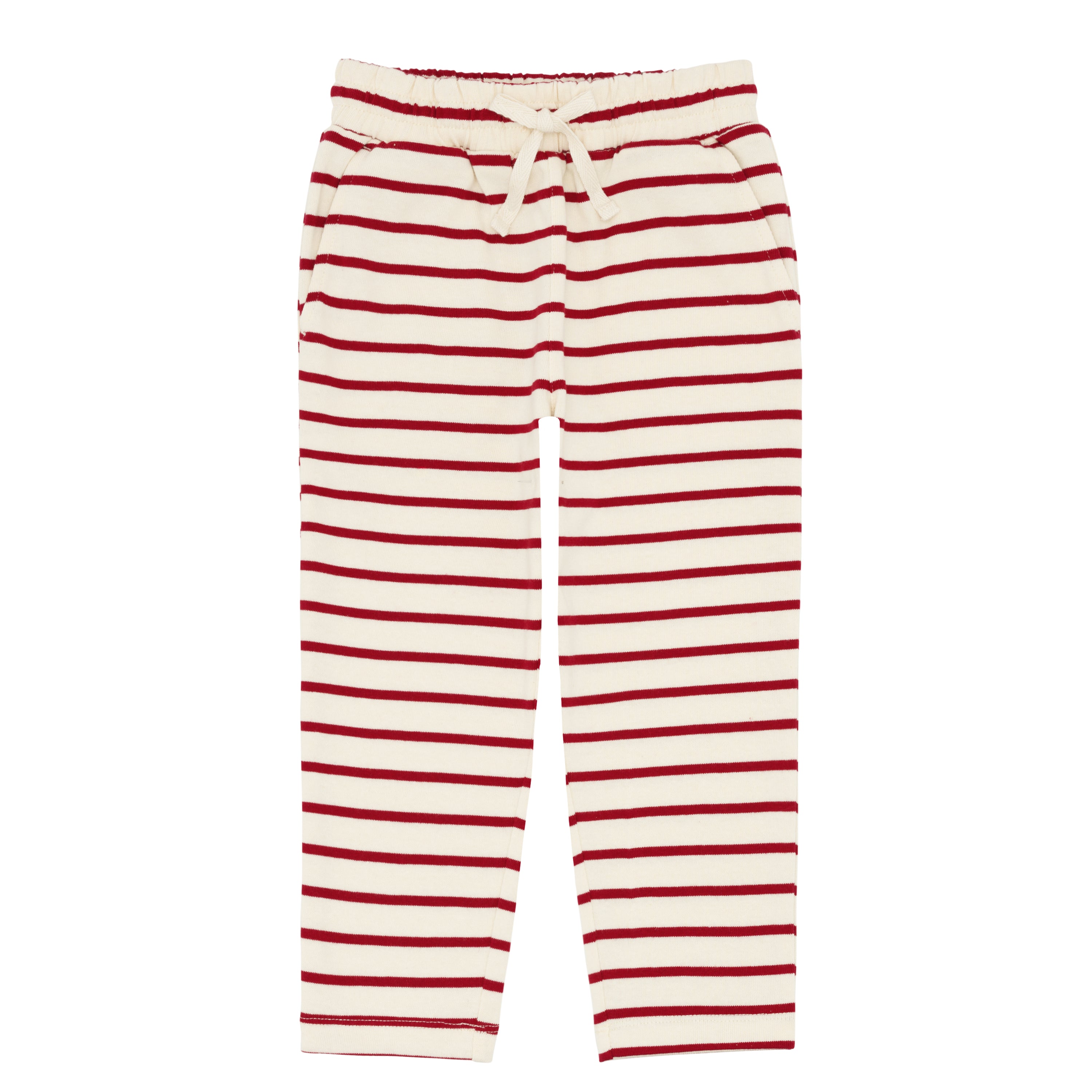 White pants with red fashion stripe