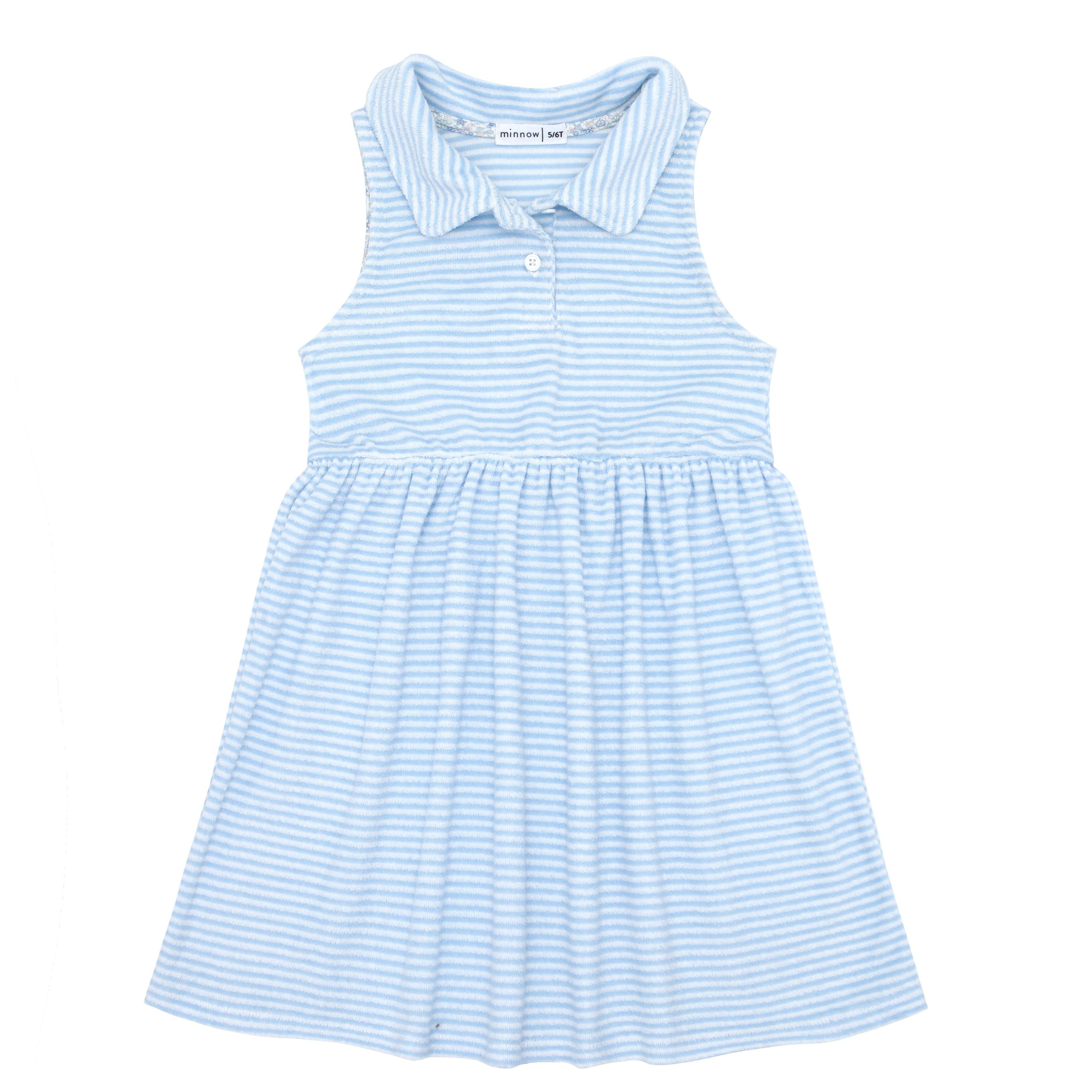girls powder blue stripe french terry tennis dress minnow girls powder blue stripe french terry tennis dress minnow