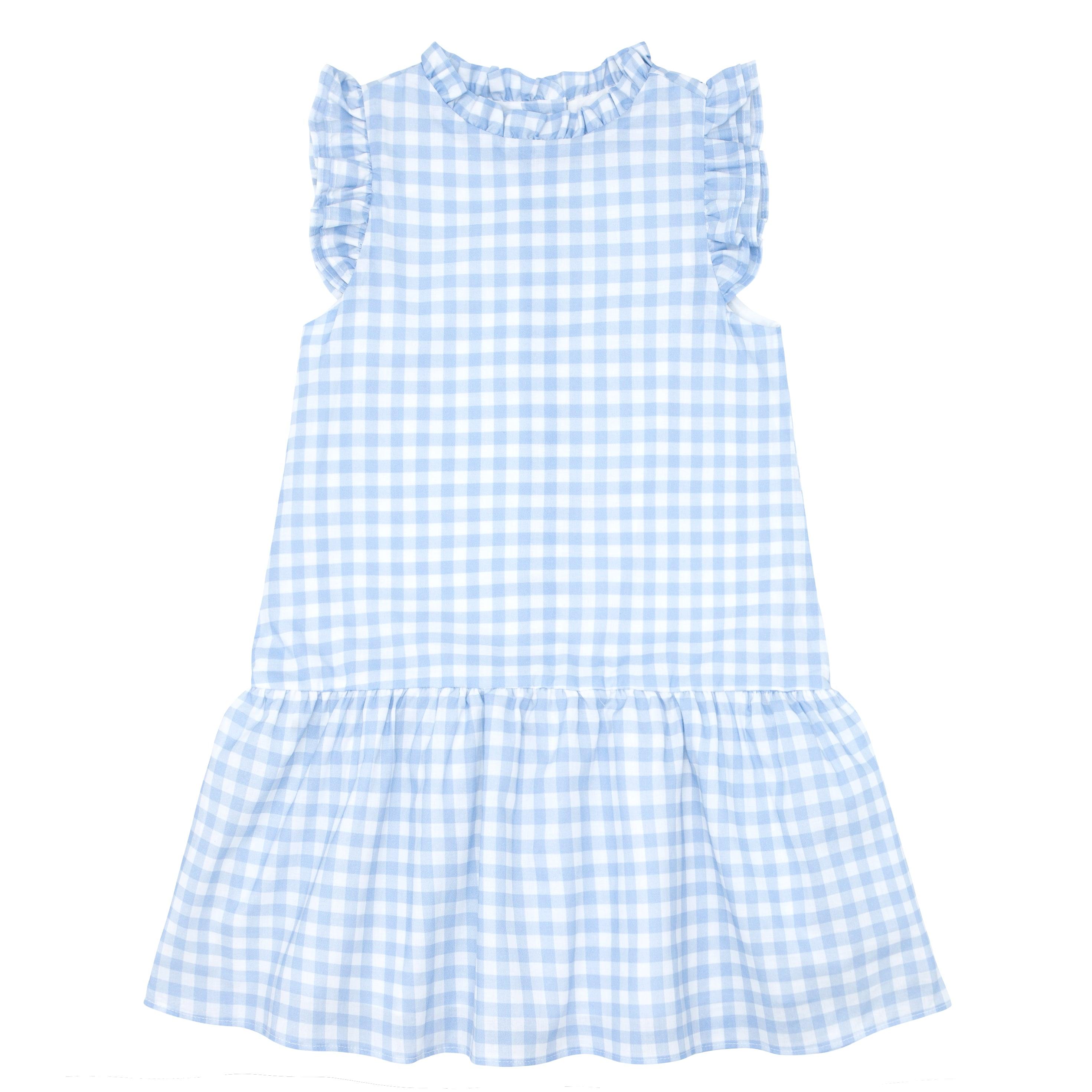 girls blue gingham drop waist dress minnow