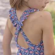 girls navy primrose ruffle collar one piece