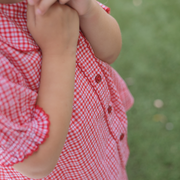 girls poppy gingham puff sleeve top and ruffle short set