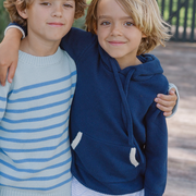 unisex navy knit hoodie