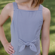 girls harbor stripe tie-front one piece