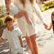 boys light blue french terry polo