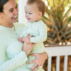 women's pistachio stripe pima pajamas set