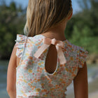 girls hawaiian floral ruffle cap sleeve rashguard one piece