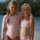 girls pink guava gingham rashguard one piece