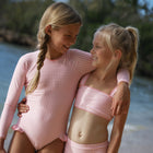 girls pink guava gingham rashguard one piece