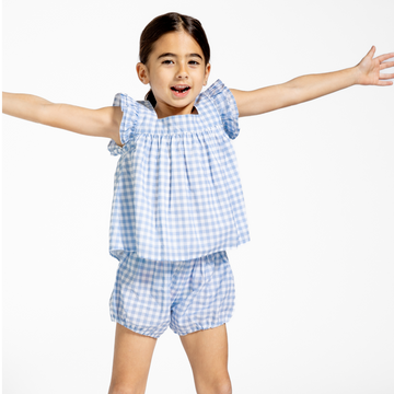 girls oasis blue gingham bloomer set