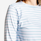 women's white and powder blue stripe long sleeve tee