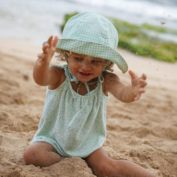 baby girls hibiscus ditsy romper with shoulder ties