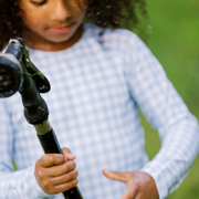 girls oasis blue gingham rashguard one piece