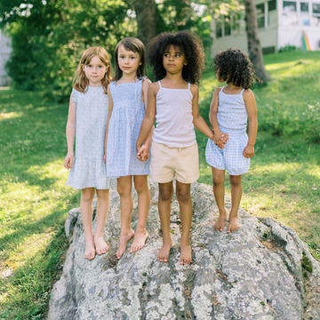 girls slate floral smocked bib dress