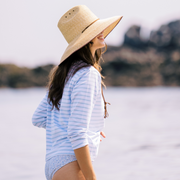 women's powder blue stripe long sleeve tee