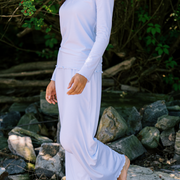 women's powder blue stripe pima pajamas set