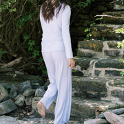 women's powder blue stripe pima pajamas set