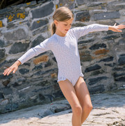 girls slate floral rashguard one piece