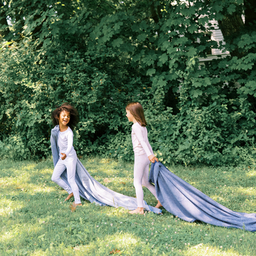 girls powder blue stripe pima pajamas set