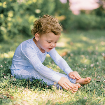 unisex powder blue stripe pima pajamas set