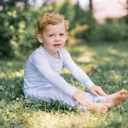 unisex powder blue stripe pima pajamas set