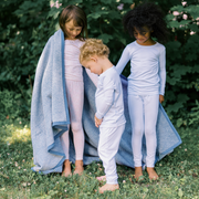 girls powder blue stripe pima pajamas set