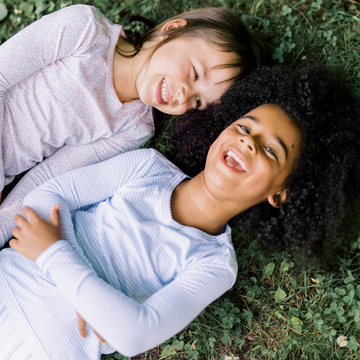 girls powder blue stripe pima pajamas set