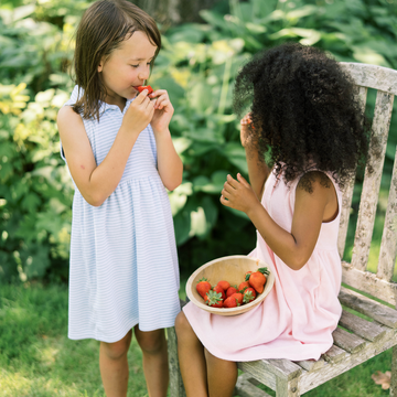 girls powder blue stripe french terry tennis dress