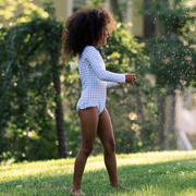 girls oasis blue gingham rashguard one piece