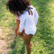 girls oasis blue gingham rashguard one piece