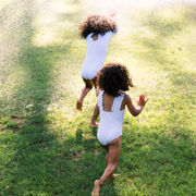 girls slate floral ruffle strap one piece