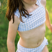 girls oasis blue gingham ruffle strap bikini