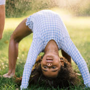girls oasis blue gingham rashguard one piece