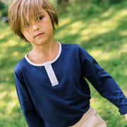 unisex navy long sleeve henley