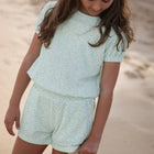 girls hibiscus ditsy puff sleeve french terry top and short set