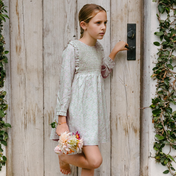 girls wildflower bouquet long sleeve ruffle pinafore dress minnow swim