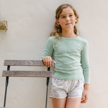 girls pistachio pointelle long sleeve shirt