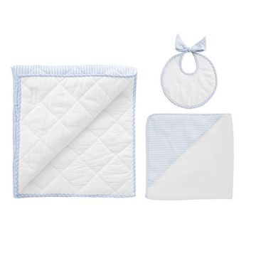 louelle pale blue gingham bedtime gift set