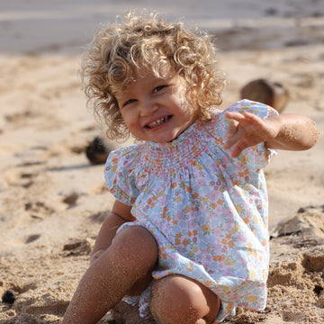 baby girls hawaiian floral smocked top and bloomer set