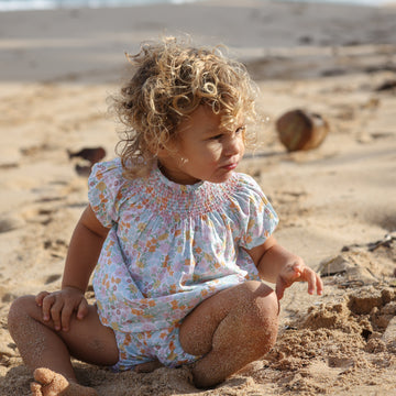 baby girls hawaiian floral smocked top and bloomer set