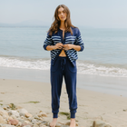 women's navy knit pant