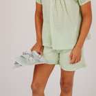 girls palm gingham smocked sleeve short set