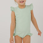 girls palm gingham ruffle cap sleeve rashguard one piece