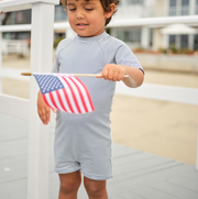 unisex harbor stripe short sleeve rashguard one piece