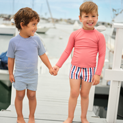 unisex harbor stripe short sleeve rashguard one piece